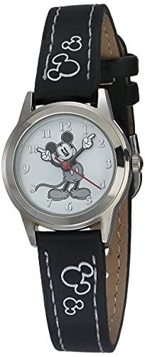 Disney Women's MK1006 Mickey Mouse White Dial Black Strap Watch