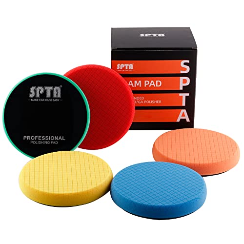 Buffing Sponge Pads , SPTA 5Pcs 6.5 Inch Face for 6 Inch 150mm Backing Plate Compound , Cutting Polishing Pad Kit For Car Buffer Polisher Compounding , Polishing and Waxing -SQMIX65