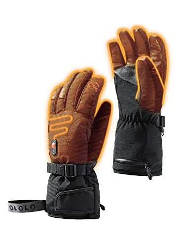 ORORO Heated Gloves for Men and Women, Rechargeable Electric Gloves for Hiking, Skiing, Motorcycle (Black,L)