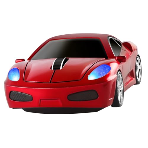 elec Space Car Wireless Mouse, 2.4GHz Cool Sport Car Shape Wireless Mouse Optical Cordless Mice with USB Receiver for PC Laptop Computer Notebook 1600 DPI (Red)