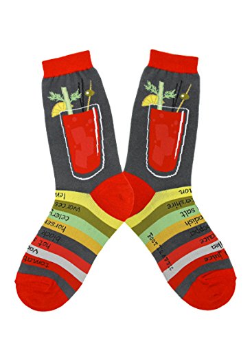 Foot Traffic Women's Funny Bloody Mary Drink Novelty Socks, Sizes 4–10, Red and Grey