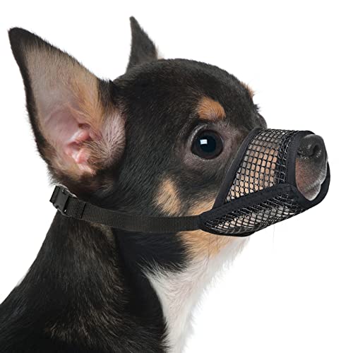 Mayerzon Dog Muzzle, Soft Mesh Muzzles for Small Medium Large Dogs Chihuahua Poodle Husky Labrador Retriever, Breathable Dog Mouth Guard for Biting Chewing Grooming, Allow Panting Drinking