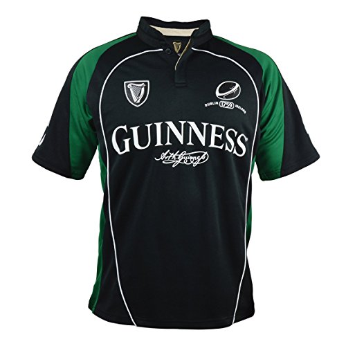 Guinness Black and Green Short Sleeve Performance Rugby Shirt (XXX-Large)