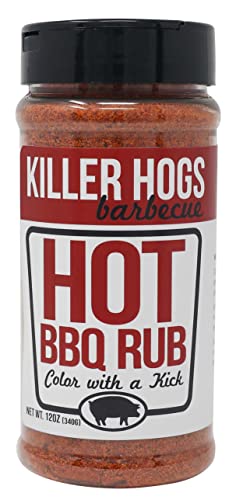 Killer Hogs HOT BBQ Rub | Championship Grill Seasoning for Beef, Steak, Burgers, Pork, and Chicken | 12 Ounces