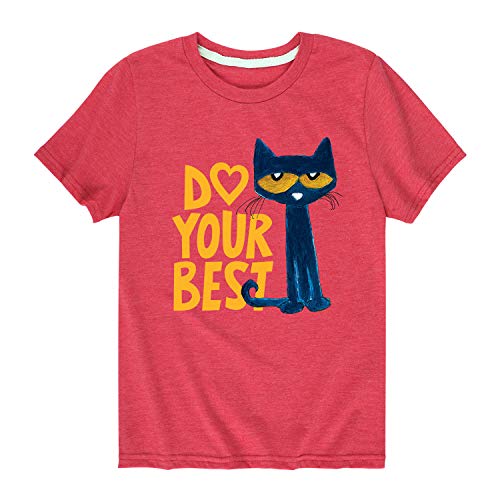Pete the Cat - Pete Do Your Best - Youth Short Sleeve Graphic T-Shirt - Size Small Heather Red