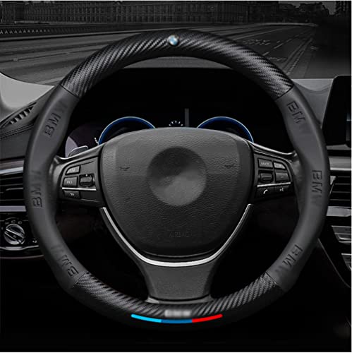 Custom-Fit Steering Wheel Cover Suitable for B*M*W. Car Steering Wheel Covers Auto Interior Accessories, Anti Slip & Odor Free, Breathable, Designed Accessories Suitable for B*M*W (Black) 37cm to 38cm