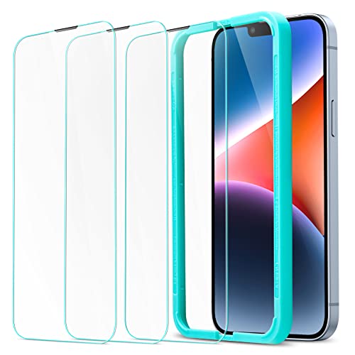 ESR 3 Pack for iPhone 14 / iPhone 13 / iPhone 13 Pro Screen Protector, Tempered-Glass Film with Easy Installation Frame, Military-Grade Protection, Ultra Tough, Scratch Resistant