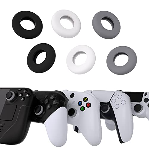 PlayVital 3 Pairs Silicone Aim Assist Target Motion Control Precision Rings for PS5, for PS4, for Xbox Series X/S, Xbox One, Xbox 360, for Switch Pro, for Steam Deck - Gray & Black & White
