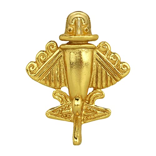 Across The Puddle, Ancient Aliens Jewelry Collection, 24k Gold Plated Pre-Columbian Quimbaya Golden Jet-9 / Ancient Aircraft-9 / Golden Flyer-9 Lapel Pin with Military Clutch