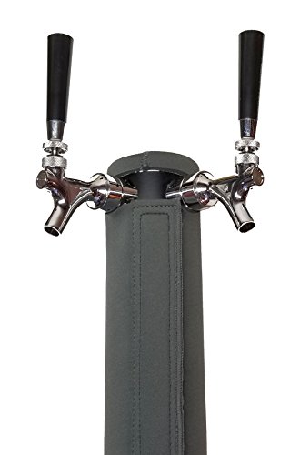 Beer Tower Cooler Insulator - Extra-Thick (4 mm) Neoprene Cover (Dark Grey) For Double-Tap Beer Tower - Extra-Wide (1.2”) Hook-&-Loop Fastener - Fits Towers 3” Wide 12.5” High - BEERGON 2-TAP