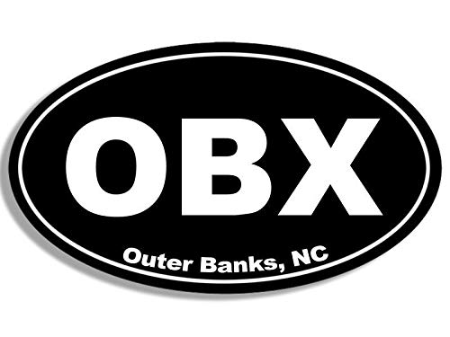 3x5 inch Oval Black OBX Outer Banks NC Sticker - North Carolina Beach Logo Town Vinyl Decal Sticker Car Waterproof Car Decal Bumper Sticker