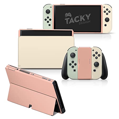 Tacky Design Classic Skin Compatible with Nintendo Switch OLED Skin - Vinyl 3M Solid Color Blocking Stickers Set - Compatible with Nintendo Switch OLED Skin Joy Con, Console, Dock - Decal Full Wrap
