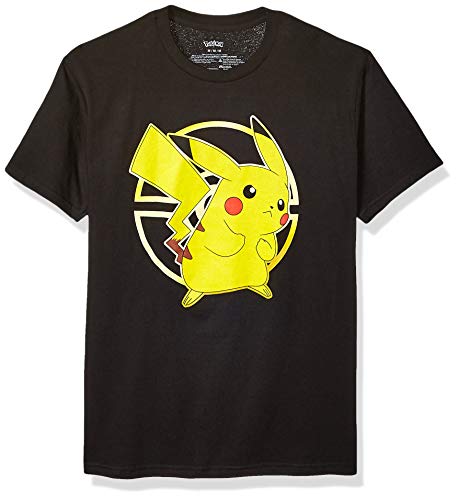 Pokemon Men's Pokémon Pikachu Poké Ball Icon Trainer T-Shirt, Black, Large