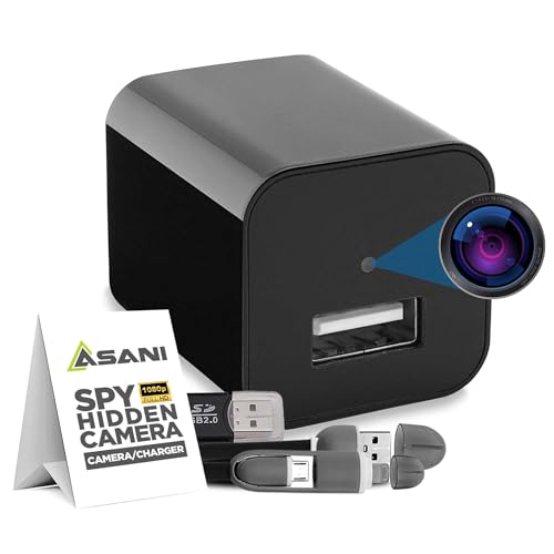 Asani Hidden Spy Camera USB Charger - Home & Office Security Nanny Cam with SD Card Slot, Motion Detection, 1080P Full HD Video, Ideal for Monitoring Elderly Parents, Pets, Kids