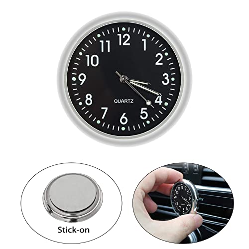 EEEkit Stick On Analog Car Clock, Mini Tiny Small Luminous Car Vent Clocks Watch for Dashboard Boat Bike Home (Black)