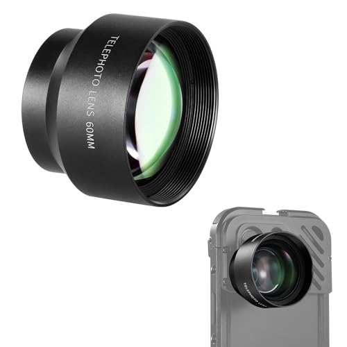 NEEWER HD 60mm Telephoto Lens Only for 17mm Thread Backplate, 2X Magnification Compatible with SmallRig NEEWER iPhone Samsung Phone Cage Case with 17mm Lens Adapter, LS-41