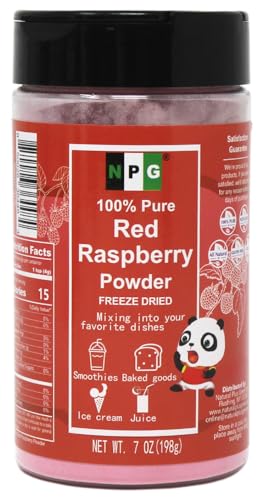 NPG Freeze Dried Red Raspberry Juice Powder 7 Ounces, Fresh Superfood Raspberries Powder for Food Flavoring, Coloring, and Baking, All Natural for Frozen Fruit Smoothie, Berry Puree, Berries Acai Bowl