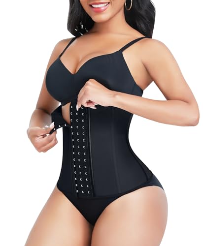 Lover-Beauty Fajas Colombianas Cinturillas Waist Trainer for Women Latex Corset Waist Cincher Girdle Body Shaper (Small, Black)