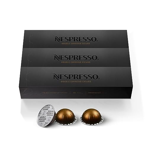 Nespresso Capsules Vertuo, Double Espresso Chiaro, Medium Roast Espresso Coffee, 30-Count Coffee Pods, Brews 2.7oz