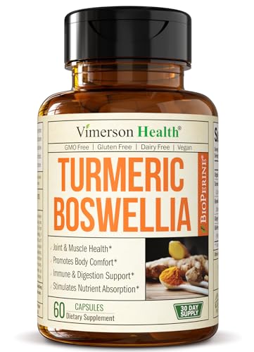 Turmeric Curcumin Supplement with Boswellia Serrata Extract, Organic Turmeric, Ginger and Black Pepper. Joint Support Supplement - High Absorption Tumeric 95% Curcuminoids. Digestive & Immune Support