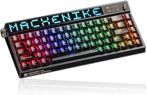 Machenike KT68 Pro 65% RGB Wireless Compact Mechanical Gaming Keyboard, Customizable LED Screen, 3-Modes 68 Keys Hot Swappable Gateron Brown Switch, Anti-Ghosting, Transparent Keycaps, Black