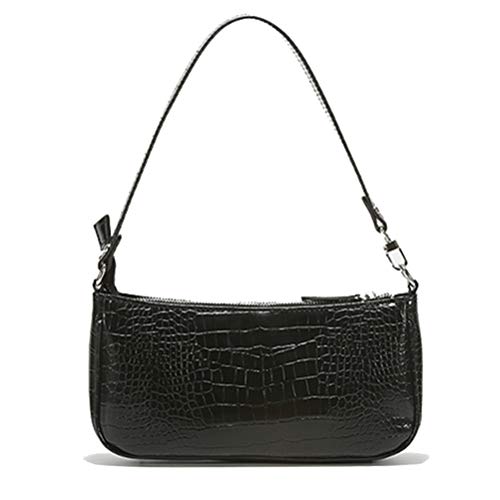 Barabum Retro Classic Clutch Shoulder Tote HandBag with Zipper Closure for Women (2-Black)