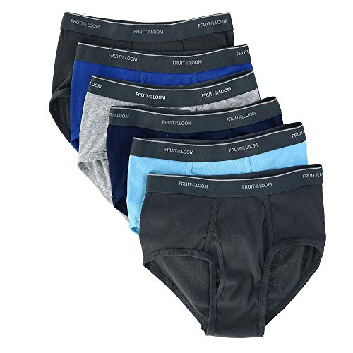 Fruit of the Loom mens Tag-free Cotton Briefs Underwear, 6 Pack - Assorted Stripe/Solids, Large US