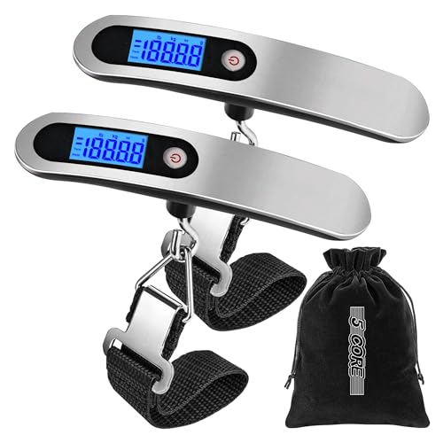 Luggage Scale Handheld Portable Electronic Digital Hanging Bag Weight Scales Travel 110 LBS 50 KG 5 Core LSS-005 (2 Pieces)