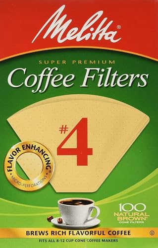 Melitta #4 Cone Coffee Filters, Unbleached Natural Brown, 100 Total Filters Count - Packaging May Vary