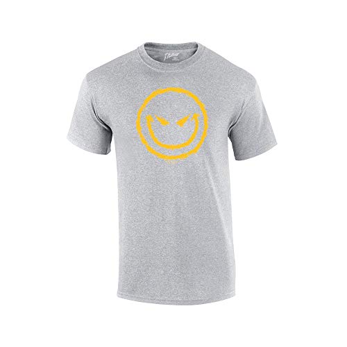 Evil Smiling Face with Yellow Devilish Smile Cool Retro Sarcastic Grin Funny Novelty T-Shirt-Sportsgray-XXL