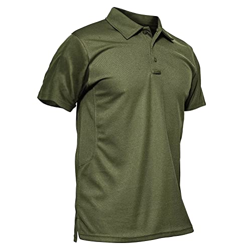 MAGCOMSEN Tactical Polo Shirts for Men Short Sleeve Summer Golf Shirts Casual Polo Shirt for Men Army Green M