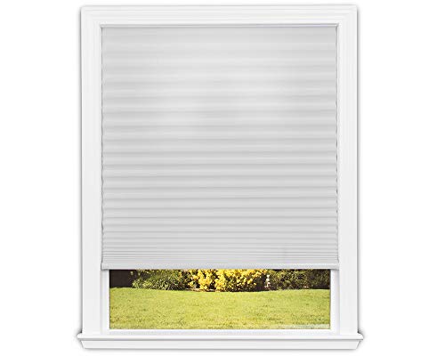 Redi Shade No Tools Easy Lift Trim-at-Home Cordless Pleated Light Filtering Fabric Shade White, 48 in x 64 in, (Fits windows 31 in - 48 in)