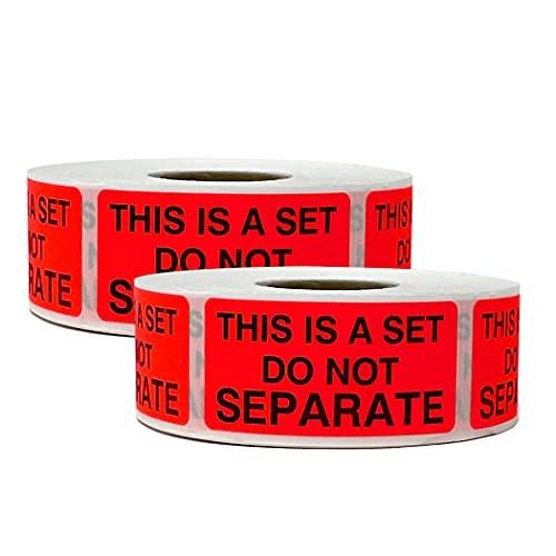 Innovative Haus 2 Rolls/500 Labels (1,000Total) This is A Set Do Not Separate Packing Labels. 1' x 2' Self-Adhesive Fluorescent Red. Stickers for Shipping Bundle Sets and Multi-Pack Products