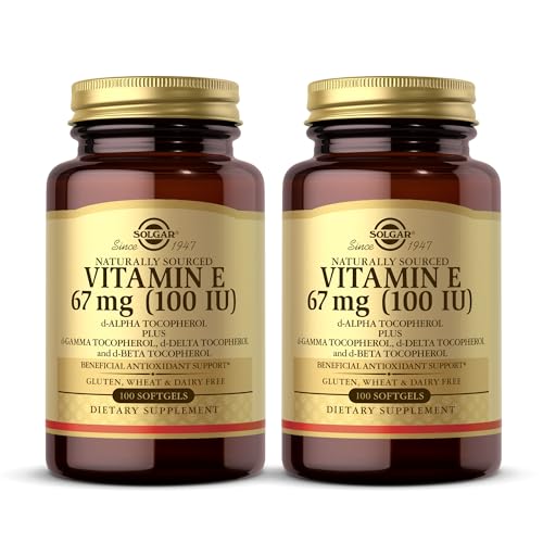 Solgar Vitamin E 67 mg (100 IU) - 100 Softgels, Pack of 2 - Antioxidant Support - Gluten & Dairy Free - 200 Total Servings