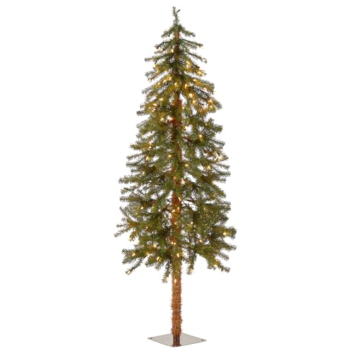 National Tree Company lit Artificial Christmas Tree Includes Pre-strung White Lights and Stand, Hickory Cedar Slim-5 ft