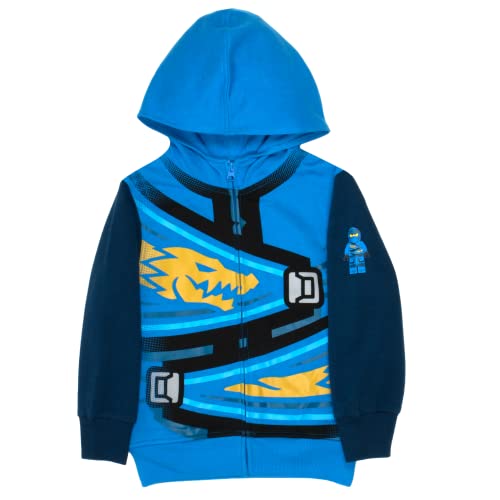 LEGO Ninjago Hoodies for Boys, Zip-Up Hooded Sweatshirts for Boys (Blue, Size 5/6)