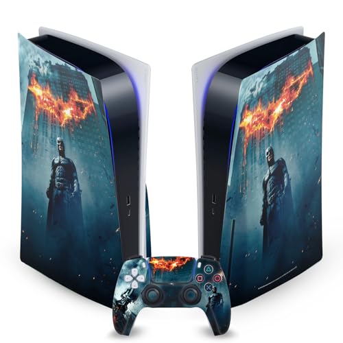 Head Case Designs Officially Licensed The Dark Knight Batman Poster Key Art Vinyl Faceplate Sticker Gaming Skin Decal Compatible With Sony PlayStation 5 PS5 Disc Edition Console & DualSense Controller