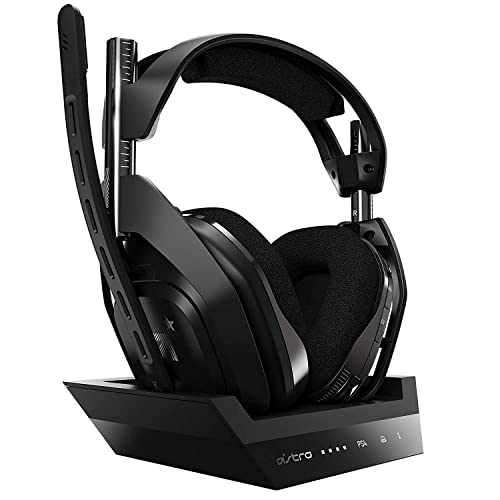 ASTRO Gaming A50 Wireless Headset with Base Station Gen 4, USB Radio Frequency, Unidirectional Microphone Headphones, Compatible with PS4, PS5, PC Windows, Mac, Black (Renewed)