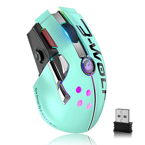 Wireless Gaming Mouse,12000 DPI Computer Mouse with Rechargeable 1000mAh Battery,Type-C,Chroma RGB Backlight,9 Programmable Buttons+Rapidfire,Joystick Design for PC,PS4,PS5,Xbox Gamer(Green)
