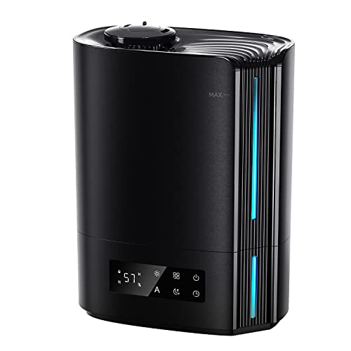 BREEZOME 6L Humidifiers for Bedroom Large Room & Essential Oil Diffuser, Ultrasonic Top Fill Cool Mist Humidifiers for Baby, Plants, Nursery Last up to 60 Hours, Smart Humidistat Control, Quiet, Black
