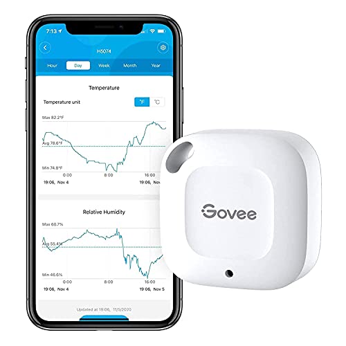 Govee Bluetooth Hygrometer Thermometer, Wireless Thermometer, Mini Humidity Sensor with Notification Alert, Data Storage and Export, 262 Feet Connecting Range