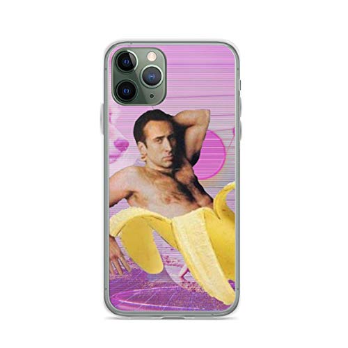 DENOU Nicholas Cage Banana Vaporwave Phone Case Compatible with iPhone 11 Ultra Plus Transparent