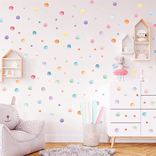 123 Pcs Pastel Polka Dots Wall Stickers, Colorful Round Wall Decal, Peel and Stick Rainbow Wall Stickers, Multicolor Circle Window Clings Decoration for Nursery Wallpaper Kids Bedroom Classroom Wall