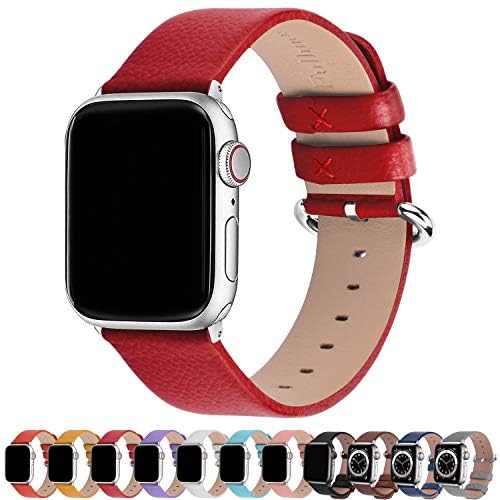 Fullmosa Leather Bands Compatible with Apple Watch 41mm 40mm 38mm 42mm 45mm 44mm 49mm Women Band Strap for iWatch Ultra 2/Ultra/9/8/7/6/5/4/3/2/1/SE2/SE, 41mm 40mm 38mm Red