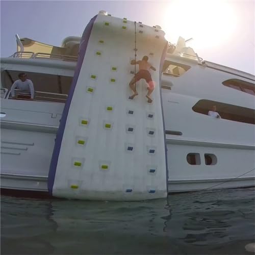 Gueploer Watert Park Toys Rock Climbing Wall Floating Island Inflatable Water Iceberg for Yachts, Ships（with Electric Air Pump）,16.4Ft/5M