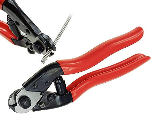 ZAOTOTO Cable Cutter, Heavy Duty Wire Rope Cutter for DIY Projects, Railing, Decking, Wire Seals & Bicycle Cable | Sharp & Precise One-Hand Operation Steel Cable Cutter
