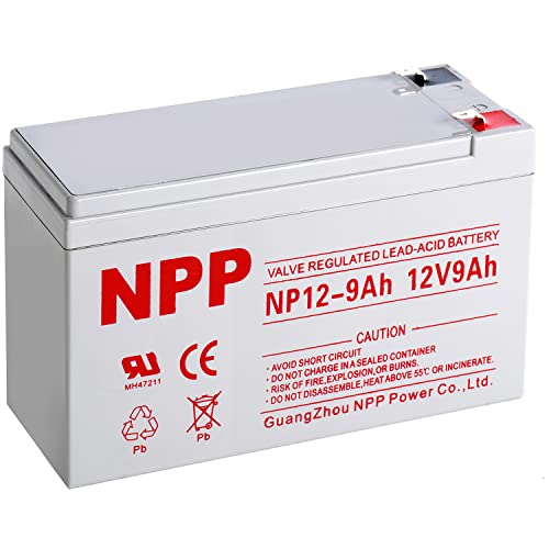 NPP 12V 9Ah F2 Rechargeable Sealed Lead Acid Long Life UPS Battery with F2 terminals for Security Systems, Electronic Scale, Electric Toys, Signal Lights, Replace Verizon FiOS GT12080-HG,PS-1290