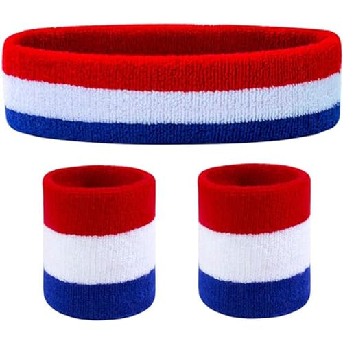 Favofit Headband/Wristbands for Women Men Girls Boys for Gym Workout & Yoga, 3 Piece Set, Super Comfy Sports Sweatbands for Football Baseball Basketball Soccer Tennis, Sweat out of your Eyes & Wrists