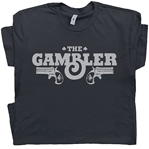 L - The Gambler T Shirt Vintage Las Vegas Casino Shirts Cool Kenny Gambling Poker Tshirt Texas Hold em Country Music Outlaw Black