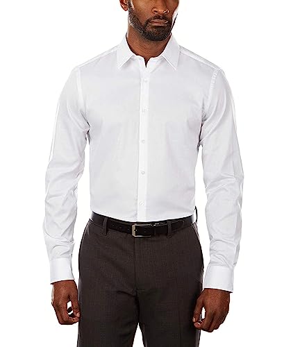 Van Heusen Men's Dress Shirt Slim Fit Flex Collar Stretch Solid, White, 16' Neck 34'-35' Sleeve